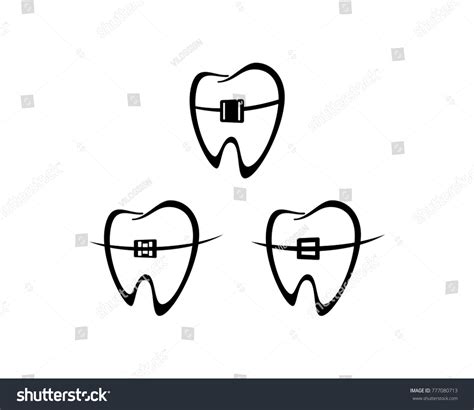 Line Art Dental Dentist Brace Stirrup Stock Vector Royalty Free 777080713