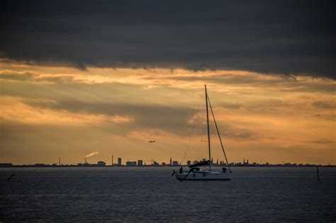 Wallpaper Boat Sunset Sea Bay Water Reflection Sky Vehicle