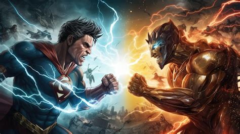 Premium Photo Unleashing Devastating Superpowers In A Superhero Showdown