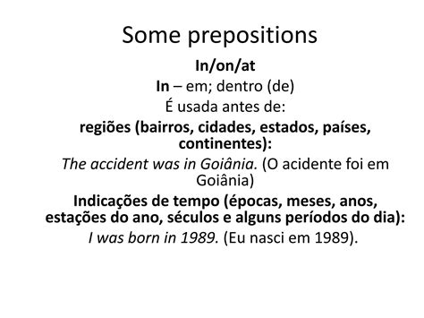 Some Prepositions Algumas Preposições Em Inglês Ppt