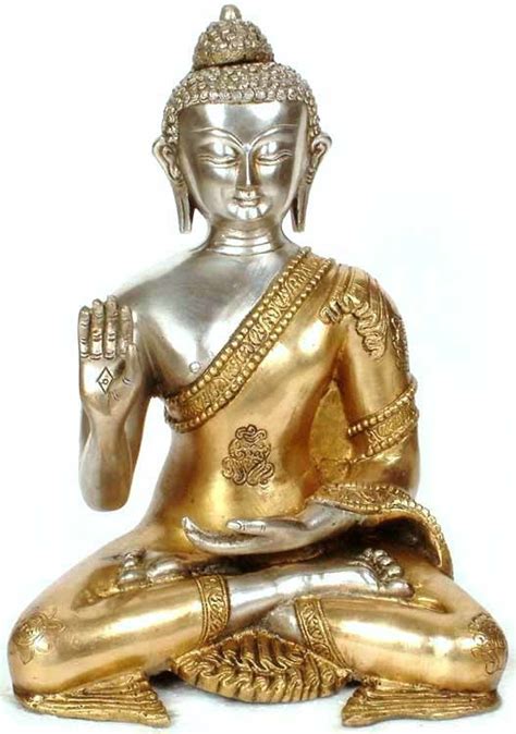 Buddha Idol In Abhaya And Dhyana Mudras Handmade Brass Statue