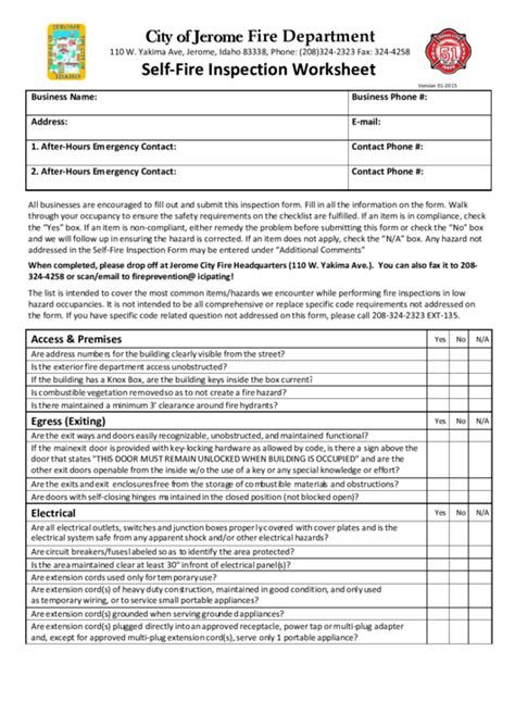 Fire Inspection Form Template