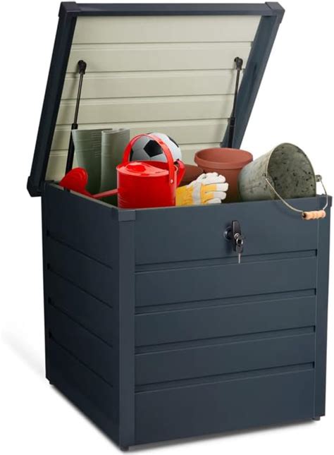 Idmarket Coffre De Rangement M Tal Verrouillable Gris Anthracite Pour