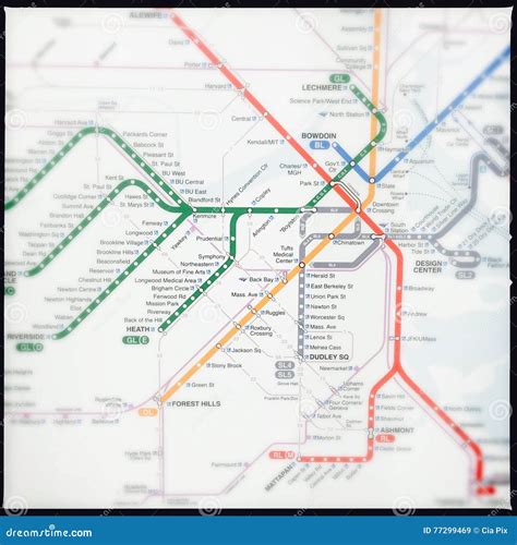 Boston Subway Map Editorial Stock Image Image Of Rail 77299469