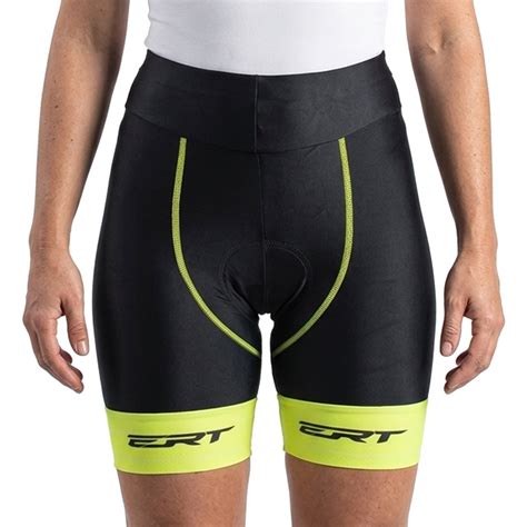 Bermuda Ciclismo Feminina Gel - Bermuda Ciclismo Feminina ERT Gel Preto e Amarelo - D100 - Bike Point