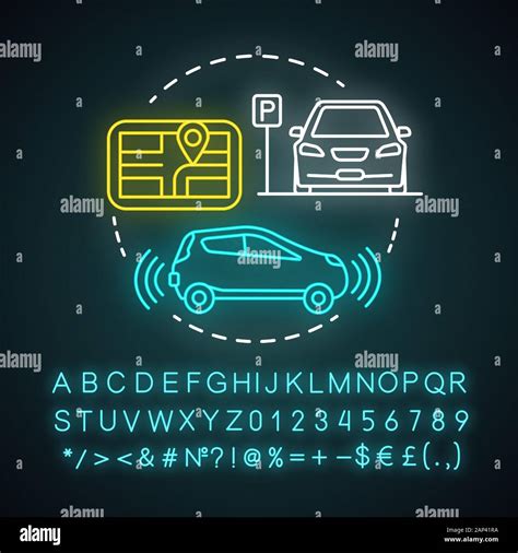 Automatic Parking Neon Light Concept Icon Driverless Car Navigation