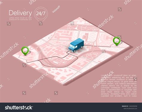 Isometric City Map Navigation Route Point Stock Illustration 1242329290