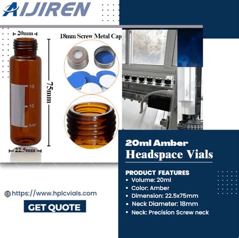 20ml Headspace Vials Amber Class Screw Vial Aijiren Vials For HPLC GC