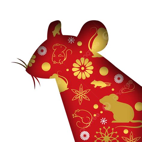 Rat Year Golden Paper Cut Rat Element PNG Año De La Rata Rata