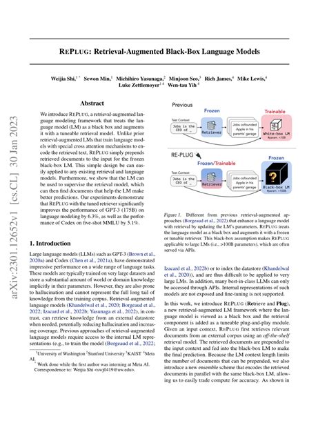 Pdf Replug Retrieval Augmented Black Box Language Models