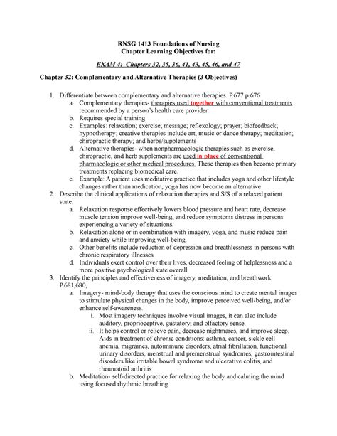 RNSG 1413 Exam4 Final RNSG 1413 Foundations Of Nursing Chapter