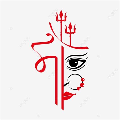 Durga Maa Vector Hd Png Images Maa Calligraphy And Durga Face Art Maa