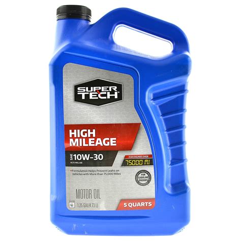 Super Tech High Mileage SAE 10W-30 Motor Oil, 5 Quarts - Walmart.com