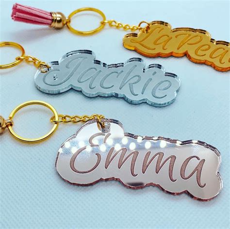 Engraved Mirror Acrylic Keychain Etsy