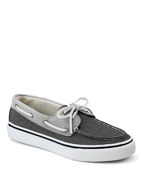 Sperry Top-sider Bahama Leather Canvas Boat Shoes in Gray for Men (grey ...