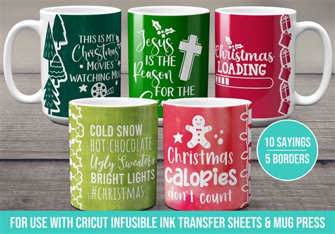 Christmas Mug Wraps With Sayings Template Svg For Infusible Etsy