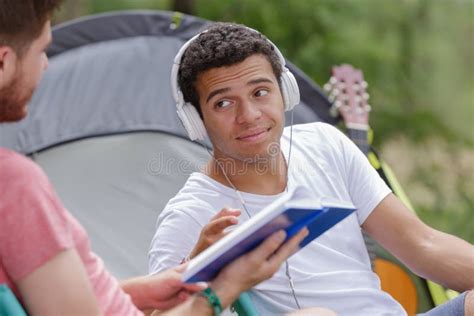 Male Friends on Camping Trip Stock Photo - Image of rest, review: 259684272