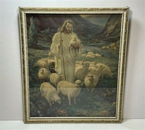 Vintage 1943 Jesus Good Shepherd W Sallman Kriebel Bates Litho Framed