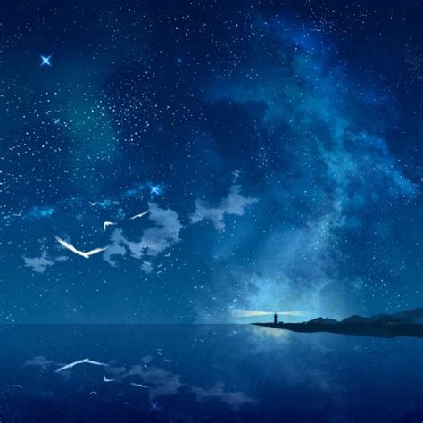 Download Starry Sky Bird Sky Anime Landscape Anime Landscape Pfp