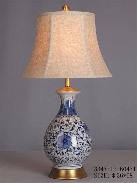 Oriental Porcelain Table Lamp White White Blue Flowers Fine Asianliving