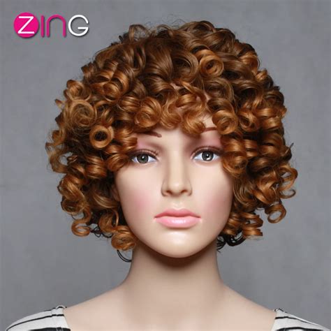 Zing Light Brown Wig For Women Afro Kinky Curly Synthetic Wigs Aaa