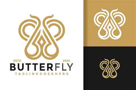 Schmetterling Linie Kunst Logo Design Vektor Symbol Symbol Illustration