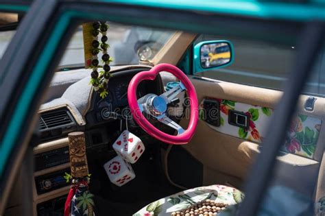 Interior Shot of a Decorated Japanese Sports Car. Stock Image - Image ...