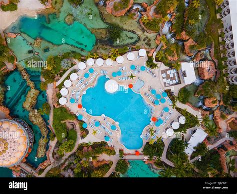 Coral Pool and Predator Lagoon at Coral Hotel in Atlantis Resort aerial ...