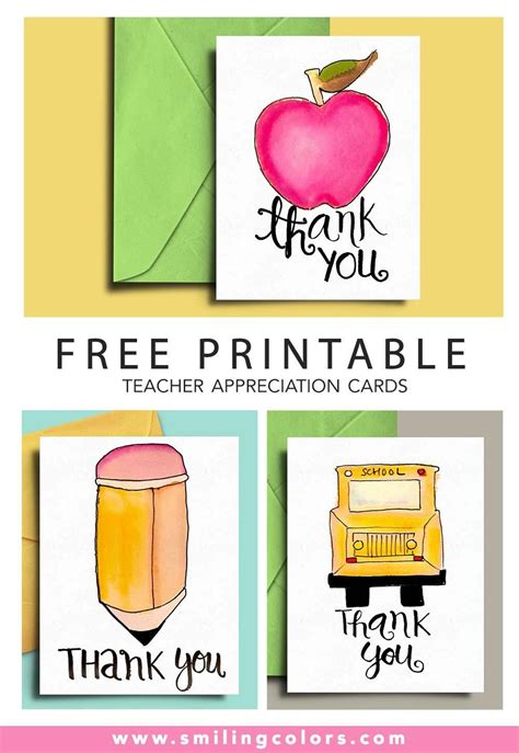 Printable Teacher Thank You Cards For Teacher Appreciation - Free ...