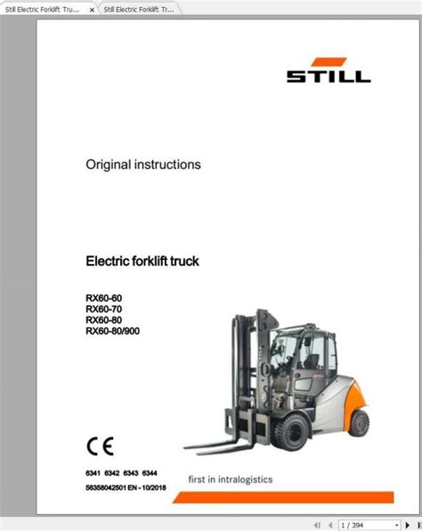 Still Electric Forklift Truck Rx Original Instructions