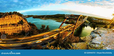 360 Bridge or Pennybacker Bridge Sunset Panoramic Stock Photo - Image ...