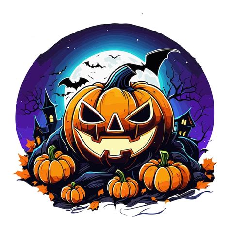 Premium Vector Halloween Scary Pumpkins Castle Vector Illustration