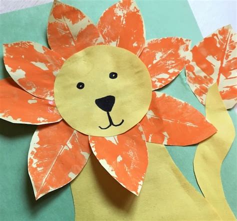 Make Vibrant Lion Craft With Leaf Stamping Lion Craft Crafts Easy