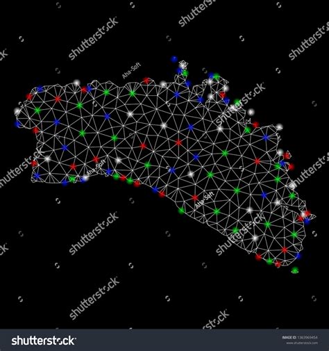 Bright Mesh Menorca Island Map Glow Stock Vector Royalty Free