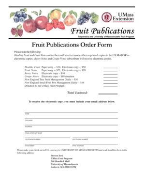 Fillable Online Extension Umass Fruit Publications Order Form Umass