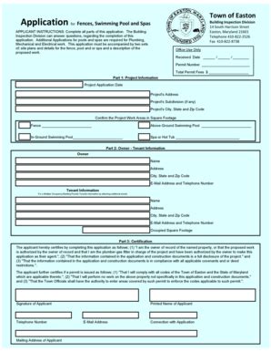 Fillable Online Application For Swimming Pool And Barrier Permit Town