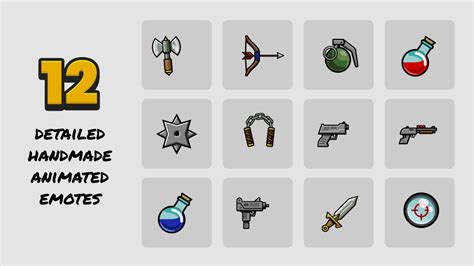 Animated Weapon Emotes - 12 emotes, 3 default colors and Photoshop ...