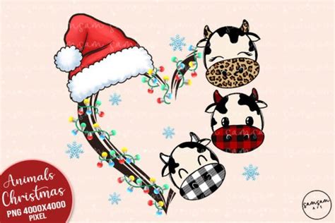 Christmas Heart Cow Sublimation Graphic By Samsam Art Creative Fabrica