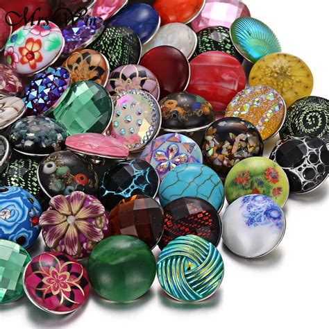 10pcs Lot Mixed Color Snap Buttons Jewelry Flower Resin 18mm Snap