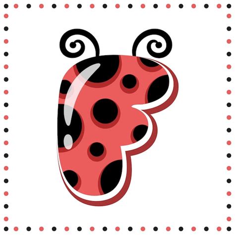 Premium Vector English Alphabet Letter F Cute Ladybug Theme Drawing