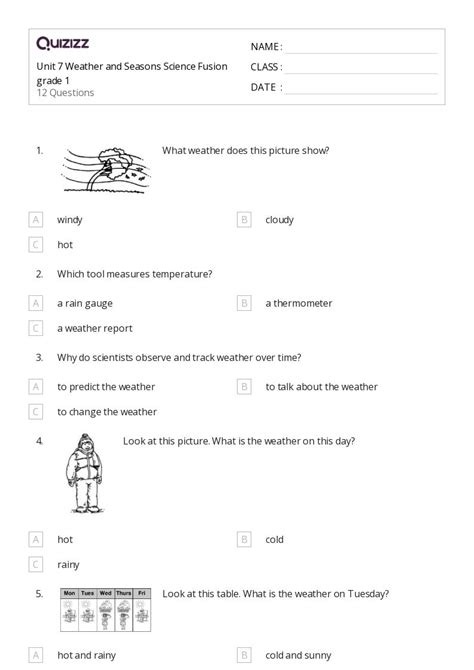 50 Weather Seasons Worksheets For 1st Class On Quizizz Free