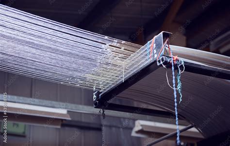 Cotton Threads In Industrial Cotton In A Weaving Factory Machine