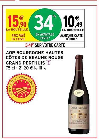 Promo Aop Bourgogne Hautes C Tes De Beaune Rouge Grand Perthuis Chez