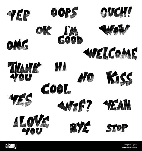 Set Of Short Phrases Hand Drawn Collection Of Stylized Expessions