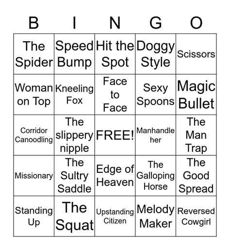 Sex Bingo Card