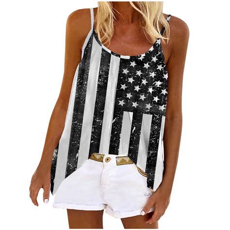 Hvyesh Womens Usa Flag Tank Tops Th Of July Spaghetti Strap Shirts