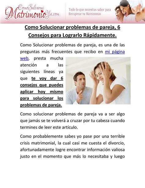 Como Solucionar Problemas De Pareja Consejos Para Lograrlo