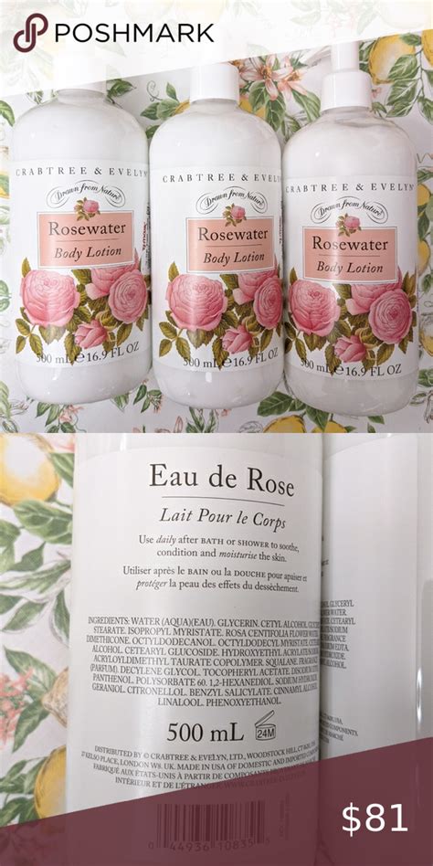 3x Crabtree And Evelyn Rosewater Body Lotion Rose Water Crabtree And Evelyn Body Lotion