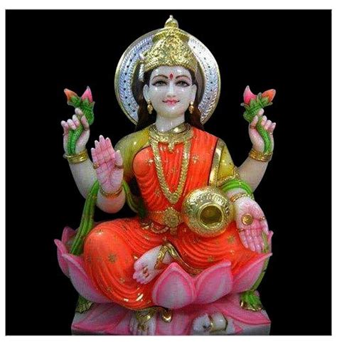 Multicolor Painted Marble Lakshmi Mata Statue For Worship Size 1