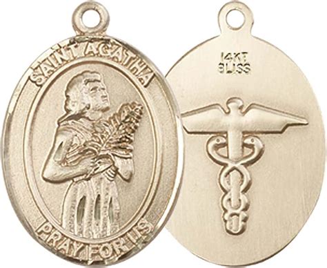 Amazon.com: F A Dumont 14kt Gold St. Agatha/Nurse Medal. Patron Saint ...